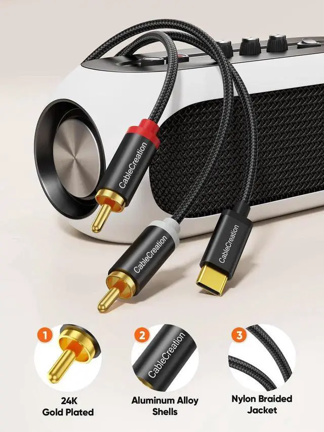 Alt view image 2 of 6 - USB C to RCA Audio Cable 10FT, Type-C to 2 Male Y RCA Splitter, RCA to USB C for iPhone 15 Series, Tablet, Home Theater, DVD, Amplifier, Speaker, Car Stereo, Samsung Galaxy S23