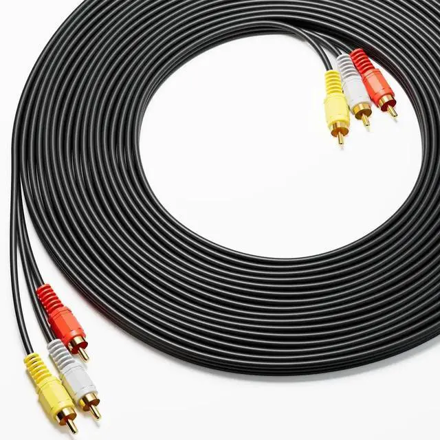 Main image of RCA Cables, 3RCA Cable Audio Video 24K Gold Plated Connecting Audio Video Components AV Male to Male Cable for Home Theater amp, Stereo Systems (10ft-1pcs)