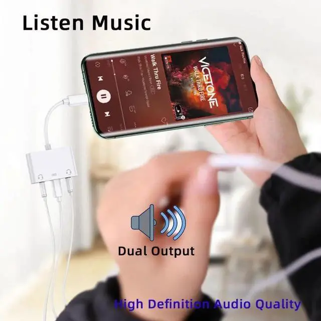 Alt view image 3 of 7 - Type C USB-C to Dual 3.5mm Audio AUX & MIC Sound Card with PD Power Charge Adapter Compatible with Laptop Tablet Phone