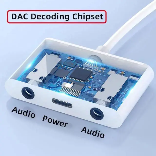 Alt view image 5 of 7 - Type C USB-C to Dual 3.5mm Audio AUX & MIC Sound Card with PD Power Charge Adapter Compatible with Laptop Tablet Phone