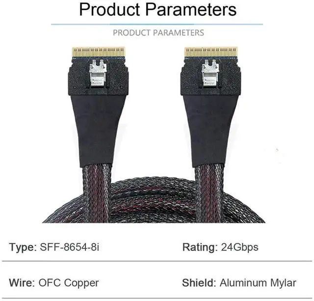 Alt view image 6 of 7 - JAENFONG PCI-E Slimline SAS 4.0 SFF-8654 8i 74pin Host to SFF-8654 74Pin Slim SAS Target Cable 50cm