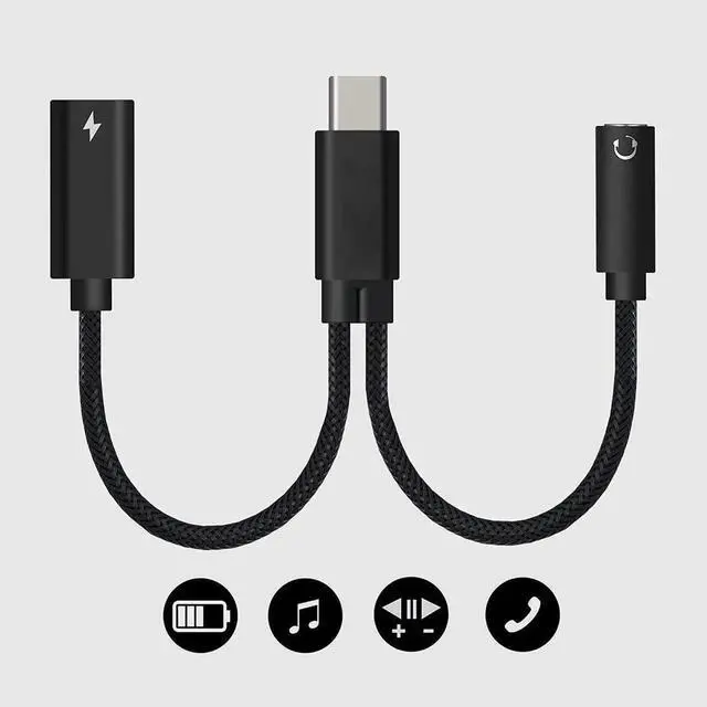 Alt view image 4 of 7 - USB C to 3.5mm Headphone and 60W PD Charger Adapter, 2-in-1 USB C to AUX Mic Jack with USB C PD 60W Fast Charging for Stereo, Earphones, Compatible with Galaxy Note 20/10/S20, Pixel 2/3/4 XL,iPad Pro