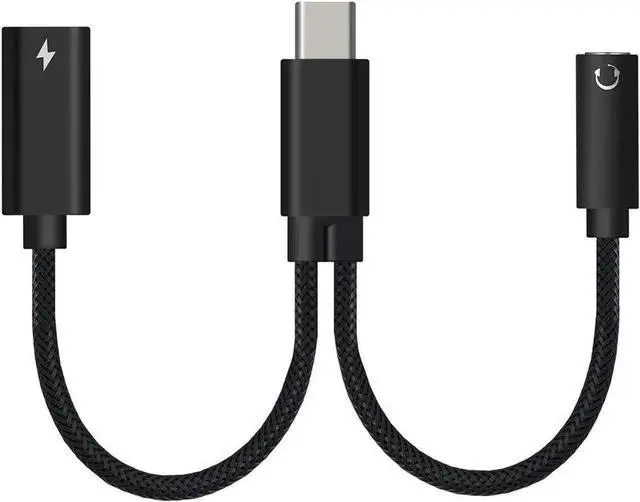 Main image of USB C to 3.5mm Headphone and 60W PD Charger Adapter, 2-in-1 USB C to AUX Mic Jack with USB C PD 60W Fast Charging for Stereo, Earphones, Compatible with Galaxy Note 20/10/S20, Pixel 2/3/4 XL,iPad Pro