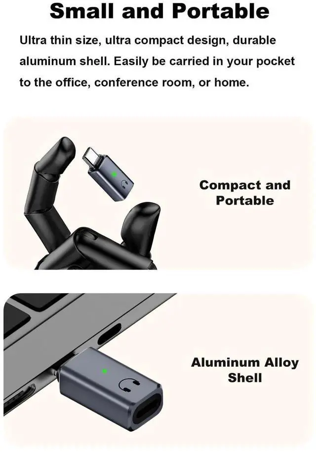 Alt view image 6 of 6 - USB C to Headphone Jack Adapter, Type C Male Converter for iPhone Wired Earbuds, iPhone 16/15 Series,iPad Air, Not Support Lavalier Microphone, Charging and Data (Grey)