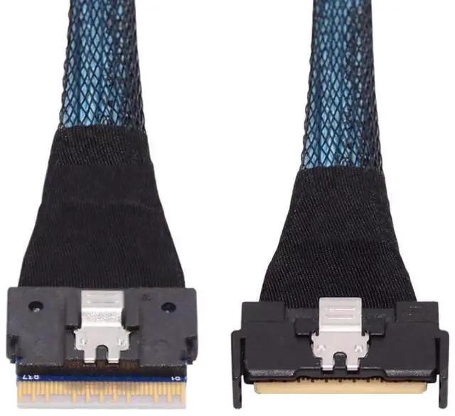 Main image of JAENFONG PCI-E 5.0 Mini Cool Edge IO MCIO 74Pin to SFF-8654 8i 74Pin Slimline SAS 4.0 24 Gbps Extension Cable 50cm
