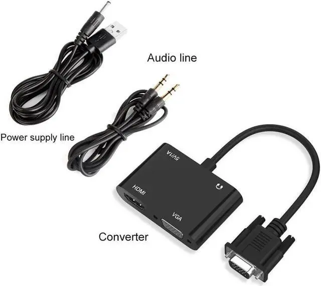 Alt view image 4 of 6 - JAENFONG VGA to HDMI VGA Adapter, VGA Splitter 1 VGA in HDMI VGA 2 Out (VGA HDMI Interface Display at The Same time), VGA to HDMI VGA Adapter for Computer, Desktop, Laptop, PC, Monitor, Projector