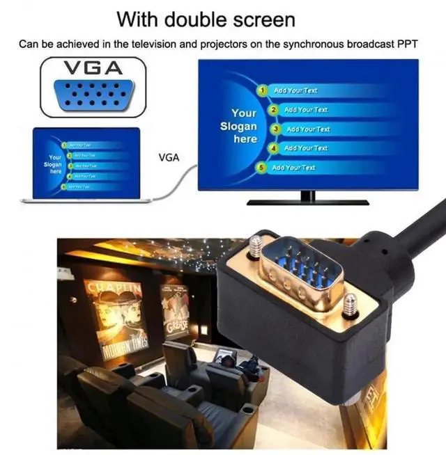 Alt view image 3 of 7 - JAENFONG Cable 90 Degree Down Angled VGA RGB Male to Straight Male Extension 3COAX+6C for Monitor Projector Computer 3.3FT