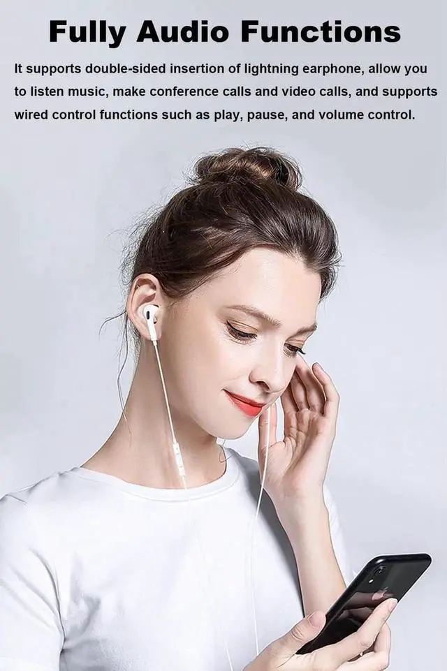 Alt view image 4 of 6 - USB C to Headphone Jack Adapter, Type C Male Converter for iPhone Wired Earbuds, iPhone 16/15 Series,iPad Air, Not Support Lavalier Microphone, Charging and Data (White, 2 Pack)