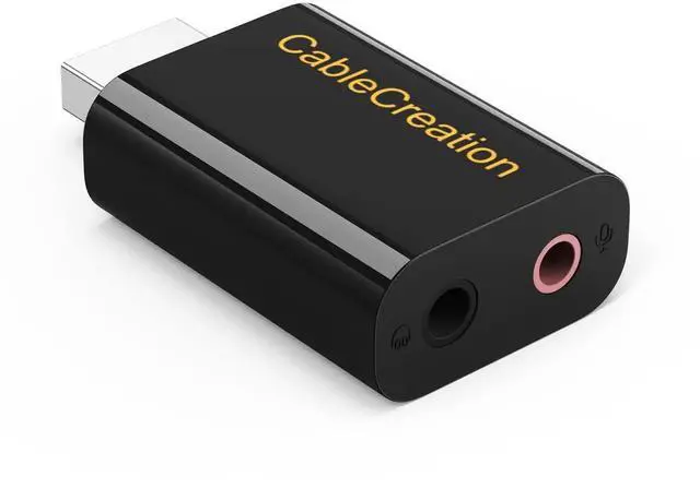 Alt view image 6 of 7 - USB Audio Adapter with 3.5mm Jack, USB External Stereo Sound Card with 3.5mm Earphone and Microphone for PS4, PS5, Windows, Mac, Linux, Plug and Play, Black