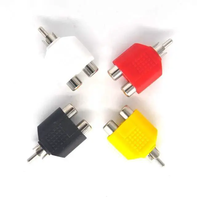 Main image of RCA Y Splitter Adapter 2 Female to 1 Male for Audio Video AV TV Cable Convert, Piece of 4