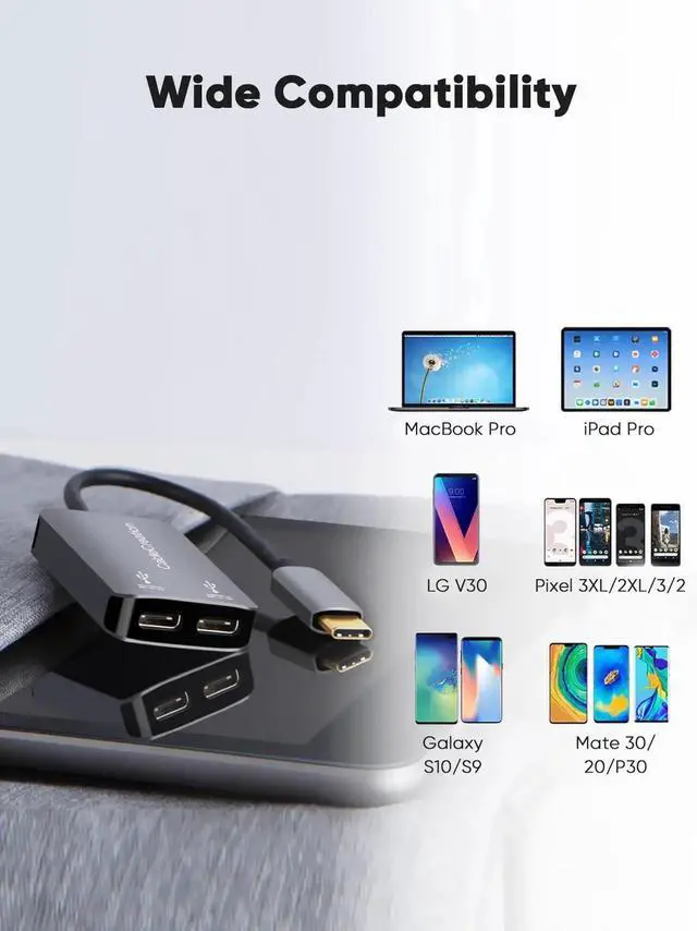 Alt view image 7 of 7 - USB Type C Splitter, 2-in-1 USB C Audio Adapter and PD Fast Charging, Type C Aux Dongle Compatible with iPad, MacBook, iPhone 16 15 Pro Max Plus, Galaxy S24/S23/S22+, Pixel 9/8/7+, Grey