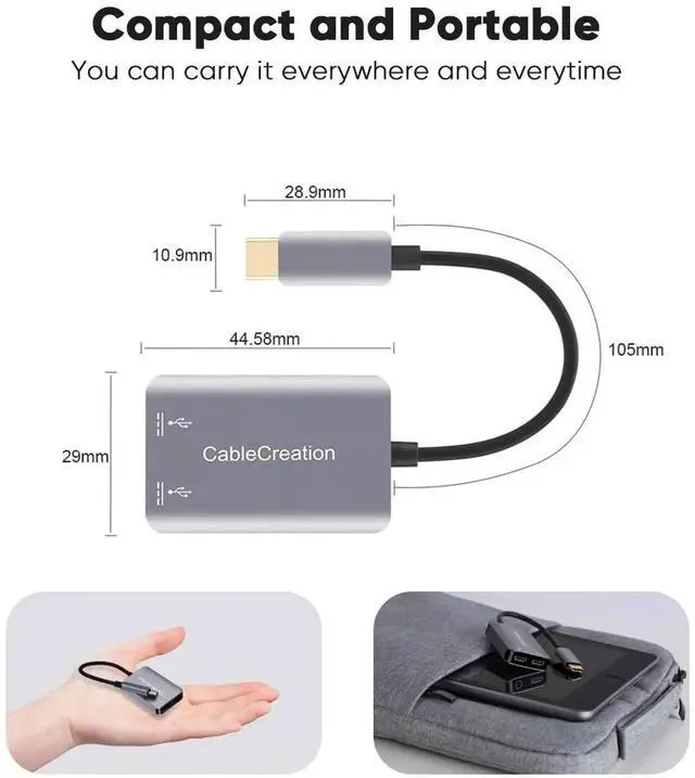 Alt view image 5 of 7 - USB Type C Splitter, 2-in-1 USB C Audio Adapter and PD Fast Charging, Type C Aux Dongle Compatible with iPad, MacBook, iPhone 16 15 Pro Max Plus, Galaxy S24/S23/S22+, Pixel 9/8/7+, Grey