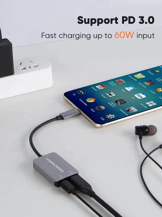 Alt view image 6 of 7 - USB Type C Splitter, 2-in-1 USB C Audio Adapter and PD Fast Charging, Type C Aux Dongle Compatible with iPad, MacBook, iPhone 16 15 Pro Max Plus, Galaxy S24/S23/S22+, Pixel 9/8/7+, Grey