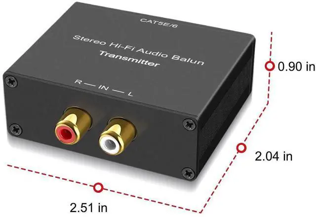 Alt view image 5 of 6 - Stereo Hi-Fi Audio Balun, Analog Audio Extender, Stereo RCA to Stereo RCA Audio Over Cat5e/Cat 6 Extender