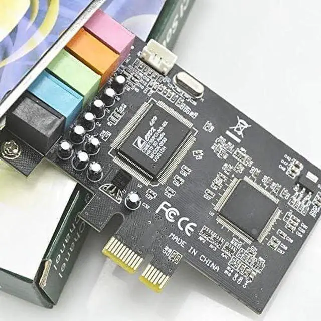 Alt view image 2 of 5 - PCIe Sound Card, 5.1 Internal for PC Windows 7 with Low Profile Bracket, 3D Stereo PCI-e Audio Card, CMI8738 Chip 32/64 Bit Sound Card PCI Express Adapter