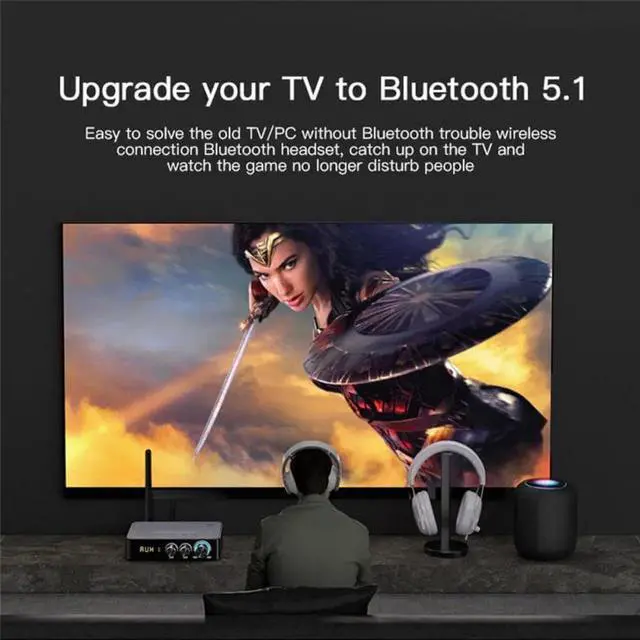 Alt view image 6 of 6 - 4-in-1 Bluetooth 5.1 Transmitter Receiver for TV Wireless Bluetooth Adapter with Optical AUX RCA 6.5 Mic Connection, Low Latency NFC Audio Adapter with FM Radio Simultaneously for Home Party KTV