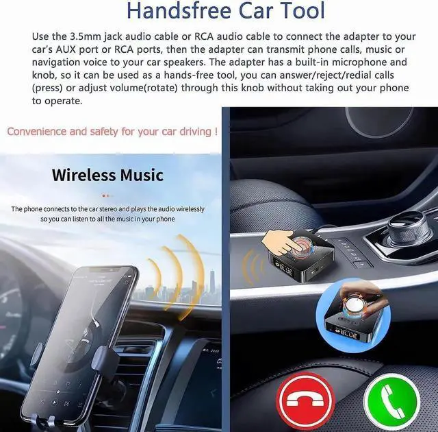 Alt view image 6 of 6 - Bluetooth 5.0 Audio Adapter, 5-in-1 Wireless Music Transmitter AUX Receiver USB TF Micro SD Card MP3 Player for TV CD PC Car Home Stereo to Wireless Wired Soundbar Headphones Speakers