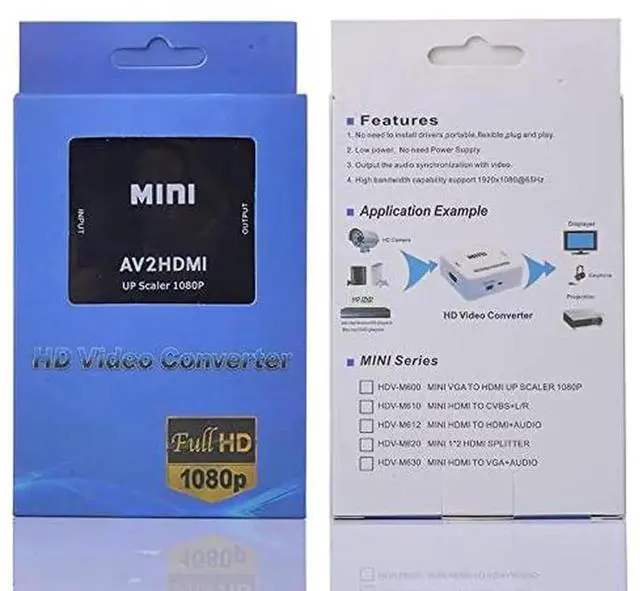 Alt view image 4 of 6 - AV to HDMI and RCA to HDMI Converters - Black, 1080p CVBS Composite Video Audio Adapter for TV, PS3, VHS, DVD, PC and Blu-Ray
