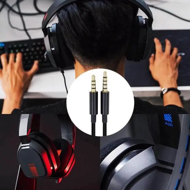 Alt view image 4 of 5 - JAENFONG Standard Version Gaming Headphone Audio Cable for Logitech Astro A10 A40 A30 (Black)
