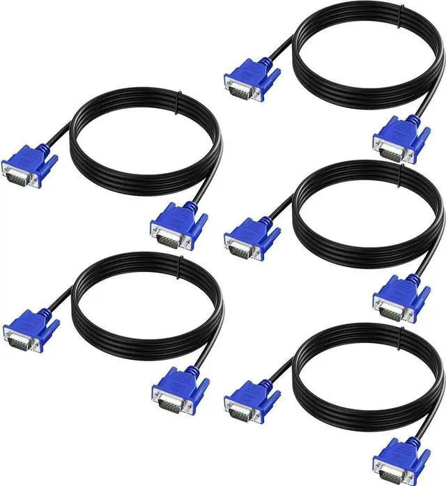 Main image of JAENFONG VGA Cable 5 Feet 5-Pack, Male VGA to VGA Male Monitor Computer Cable Adapter Cord HD15 1080P Full HD High Resolutionfor TV Computer Projector-Blue