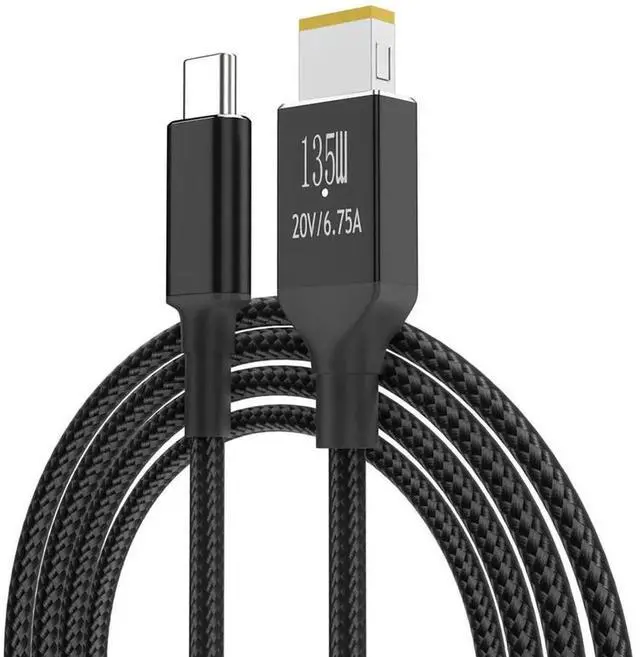 Main image of JAENFONG Type-C To Square Charger Cable 6.75A 20V PD135W Laptop Charger Converter With Indicator Light 2m for Legion Y9000P Y9000K