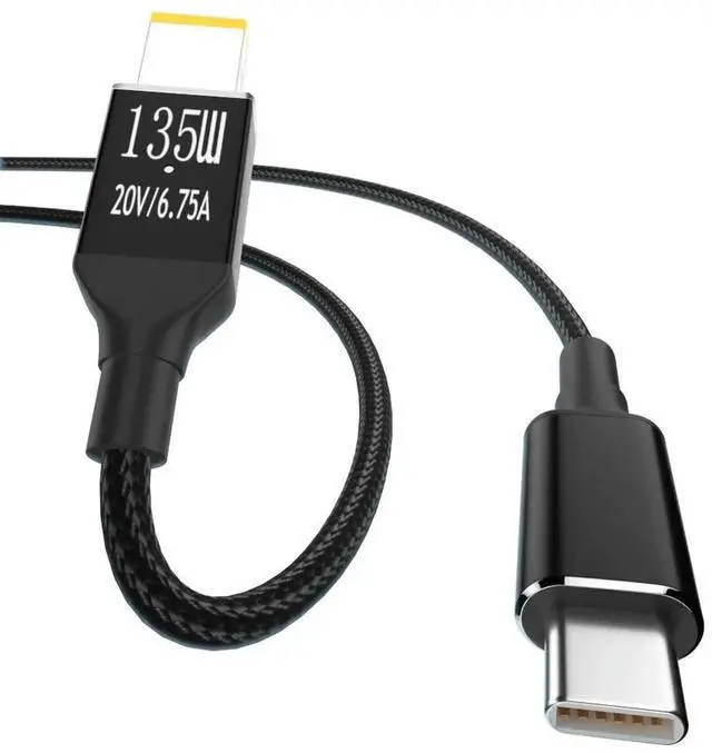 Alt view image 2 of 4 - JAENFONG Type-C To Square Charger Cable 6.75A 20V PD135W Laptop Charger Converter With Indicator Light 2m for Legion Y9000P Y9000K