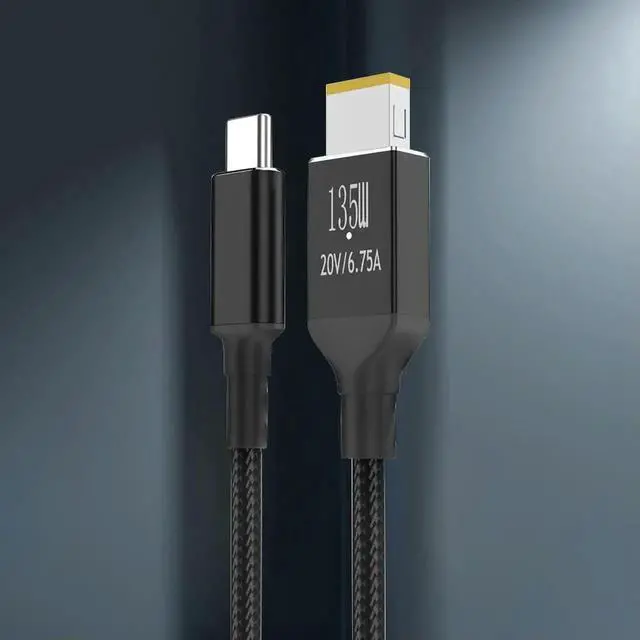 Alt view image 3 of 4 - JAENFONG Type-C To Square Charger Cable 6.75A 20V PD135W Laptop Charger Converter With Indicator Light 2m for Legion Y9000P Y9000K