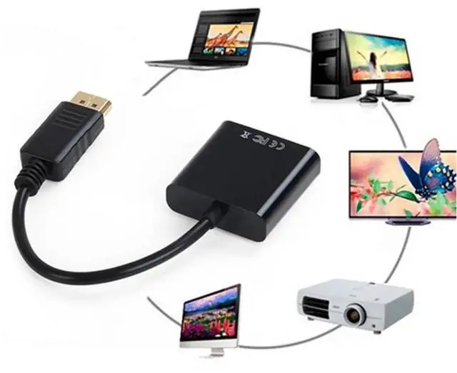 Alt view image 5 of 7 - JAENFONG DP to VGA Adapter Gold-Plated DisplayPort Male to VGA Female Display Monitor Converter Cable Adapter