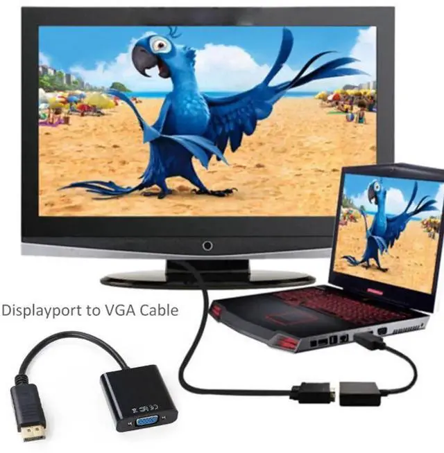 Alt view image 7 of 7 - JAENFONG DP to VGA Adapter Gold-Plated DisplayPort Male to VGA Female Display Monitor Converter Cable Adapter