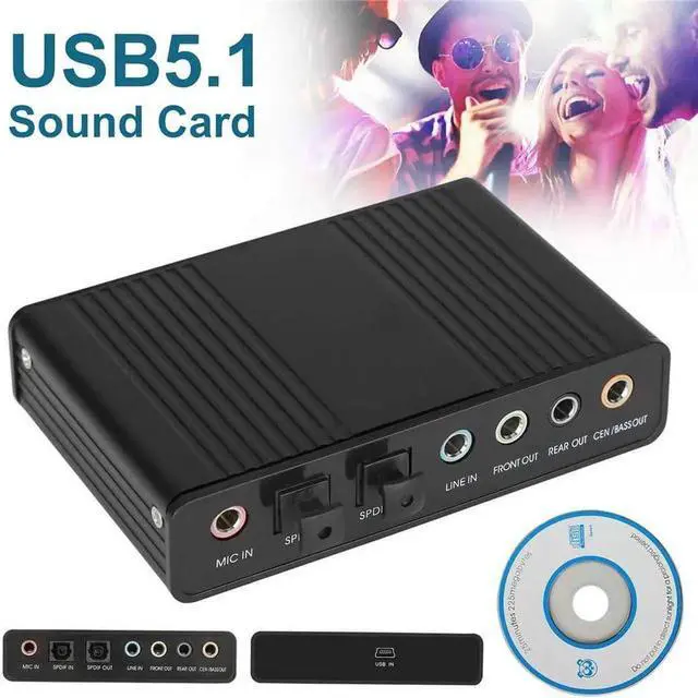 Alt view image 2 of 7 - Sound Card,Optimal 6 Channel External Sound Card USB 2.0 External 5.1 Surround Sound Optical S/PDIF Audio Sound Card Adapter