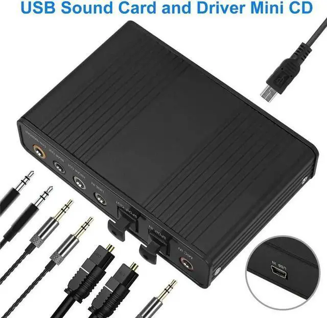 Alt view image 4 of 7 - Sound Card,Optimal 6 Channel External Sound Card USB 2.0 External 5.1 Surround Sound Optical S/PDIF Audio Sound Card Adapter