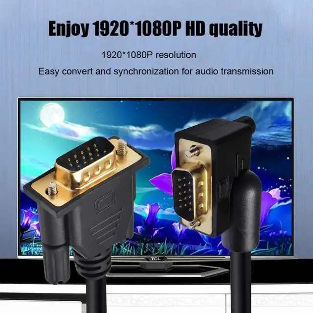 Alt view image 2 of 7 - JAENFONG Cable 90 Degree Left Angled VGA RGB Male to Straight Male Extension 3COAX+6C for Monitor Projector Computer 3.3FT