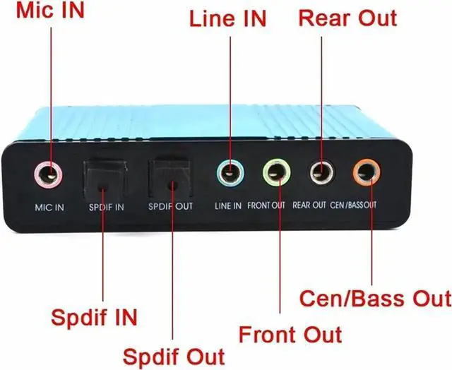 Alt view image 6 of 6 - Live Sound Card, USB 6 Channel 5.1/7.1 Surround External Sound Card PC Laptop Desktop Tablet Audio Optical Adapter Card Recording K Song