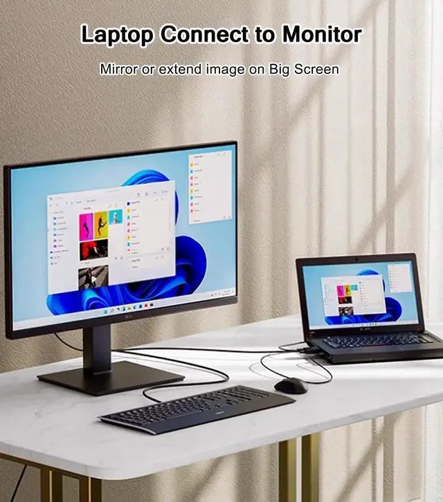 Alt view image 5 of 7 - JAENFONG VGA to HDMI Adapter Cable 6FT, VGA (Source) to HDMI (Display) Cable with Audio & USB Power, 1080P@60Hz Display Cord from Desktop PC Laptop to TV Monitor Projector
