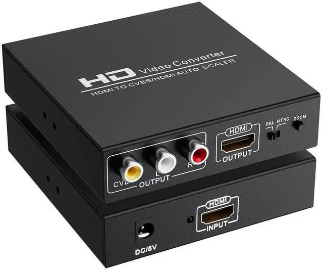 Main image of Adapter Converter Fits for HDMI to RCA & AV 3RCA CVBS Composite Video Audio, Support PAL/NTSC, Compatible with PC, Laptop, Xbox, TV, Camera, Monitor