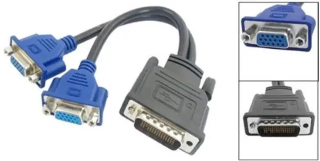 Alt view image 2 of 2 - JAENFONG DMS-59 Pin Male to Dual VGA Female Y Splitter Video Card Adapter Cable