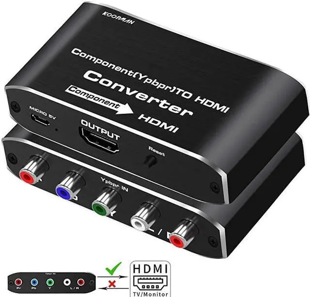 Main image of Component to HDMI YPbPr to HDMI Converter 5RCA RGB to HDMI Converter Adapter Supports 1080P Video Audio Converter Adapter HDMI V14 for DVD PSP Xbox PS2 N64 to HDTV Monitor and Projector