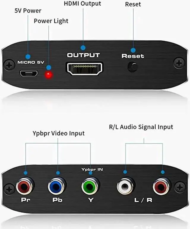 Alt view image 2 of 6 - Component to HDMI YPbPr to HDMI Converter 5RCA RGB to HDMI Converter Adapter Supports 1080P Video Audio Converter Adapter HDMI V14 for DVD PSP Xbox PS2 N64 to HDTV Monitor and Projector