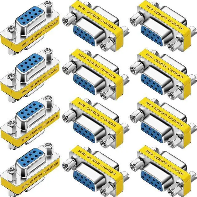 Main image of JAENFONG 12-Pack 9Pin RS232 Serial Cable DB9 Female to Female Mini Gender Changer Adapter Coupler Connector