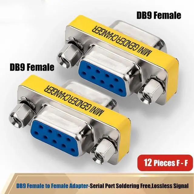 Alt view image 5 of 7 - JAENFONG 12-Pack 9Pin RS232 Serial Cable DB9 Female to Female Mini Gender Changer Adapter Coupler Connector