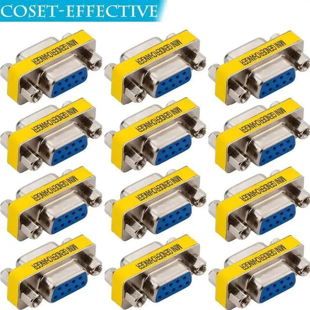 Alt view image 2 of 7 - JAENFONG 12-Pack 9Pin RS232 Serial Cable DB9 Female to Female Mini Gender Changer Adapter Coupler Connector