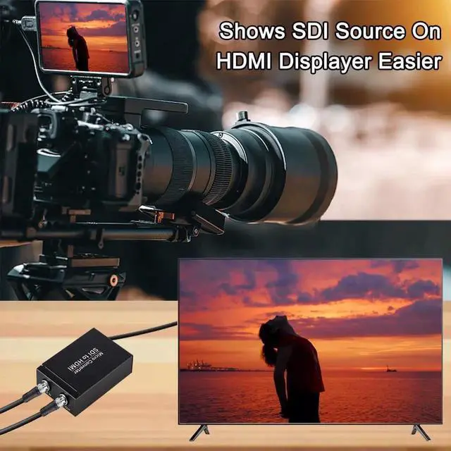 Alt view image 7 of 7 - SDI to HDMI Converter, SDI to HDMI Audio De-embedder Support 3G-SDI, HD-SDI, SD-SDI Auto Format Detection and Stereo Audio De-embedder, SDI Loopout (Black)