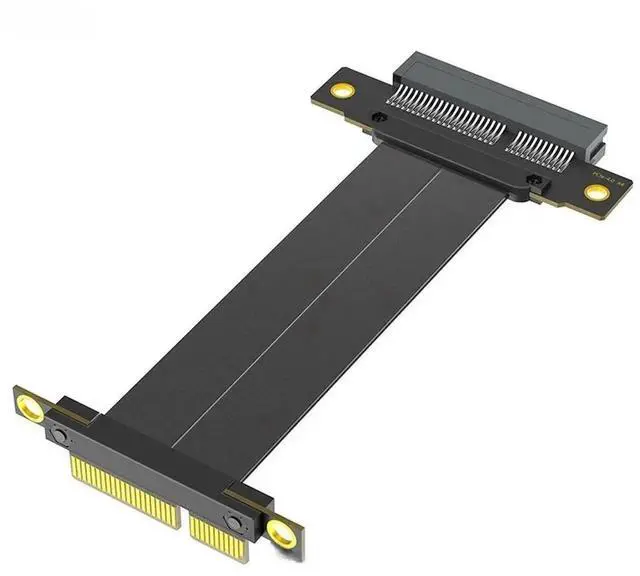 Main image of JAENFONG FOR PCIe 4.0 X4 To X4 GPU Extension Cable 90 Degree Right Angle Goldfinger PCI Express 4.0 4X Riser Card Ribbon Extender for Desktop