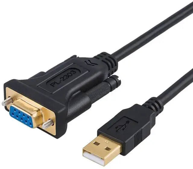 Main image of JAENFONG USB to RS232 Adapter with PL2303 Chipset, 6.6ft USB 2.0 Male to RS232 Female DB9 Serial Converter Cable for Cashier Register, Modem, Scanner, Digital Cameras, CNC,Black
