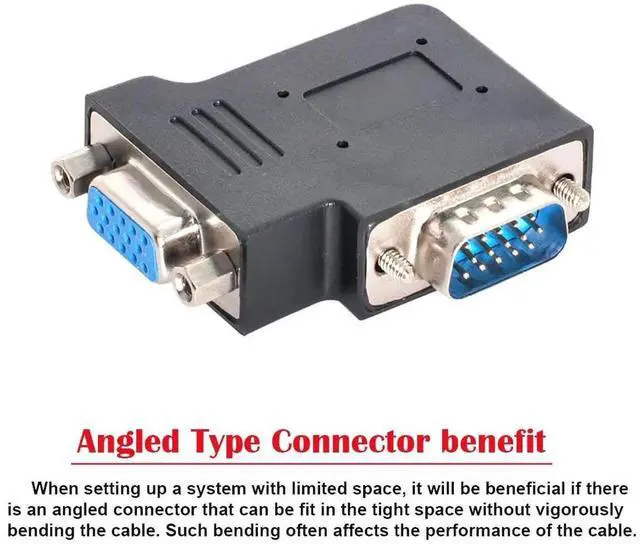 Alt view image 4 of 5 - JAENFONG Adapter Vertical Flat Left Angled 90 Degree VGA SVGA Male to Female Extension Adapter