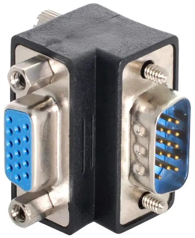 Alt view image 6 of 6 - JAENFONG 2 Pack VGA Connectors,VGA SVGA D-Sub HDB15Pin Male to Female 90 Degree Angled Gender Changer Video Graphics Array Connector Adapter for Monitor/Projector/Graphics