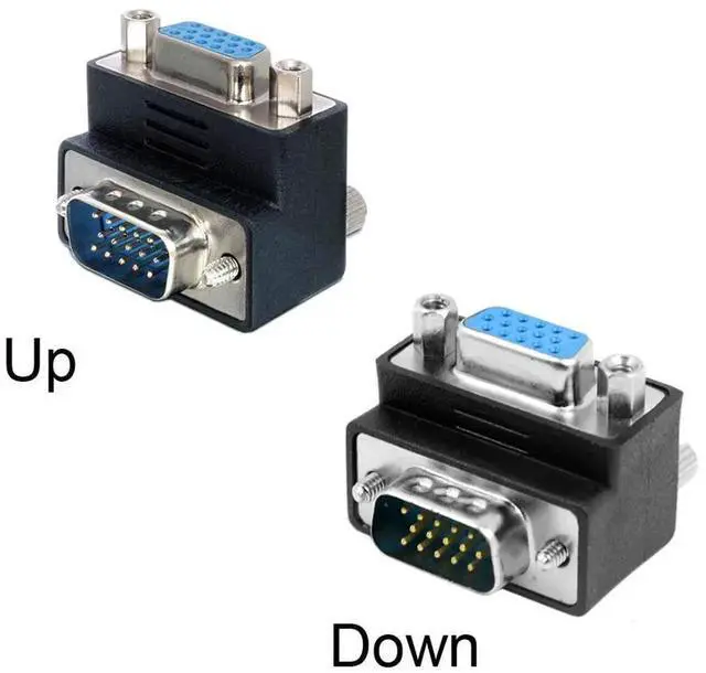 Alt view image 3 of 6 - JAENFONG 2 Pack VGA Connectors,VGA SVGA D-Sub HDB15Pin Male to Female 90 Degree Angled Gender Changer Video Graphics Array Connector Adapter for Monitor/Projector/Graphics