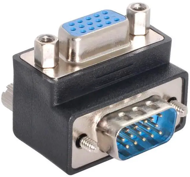 Alt view image 4 of 6 - JAENFONG 2 Pack VGA Connectors,VGA SVGA D-Sub HDB15Pin Male to Female 90 Degree Angled Gender Changer Video Graphics Array Connector Adapter for Monitor/Projector/Graphics