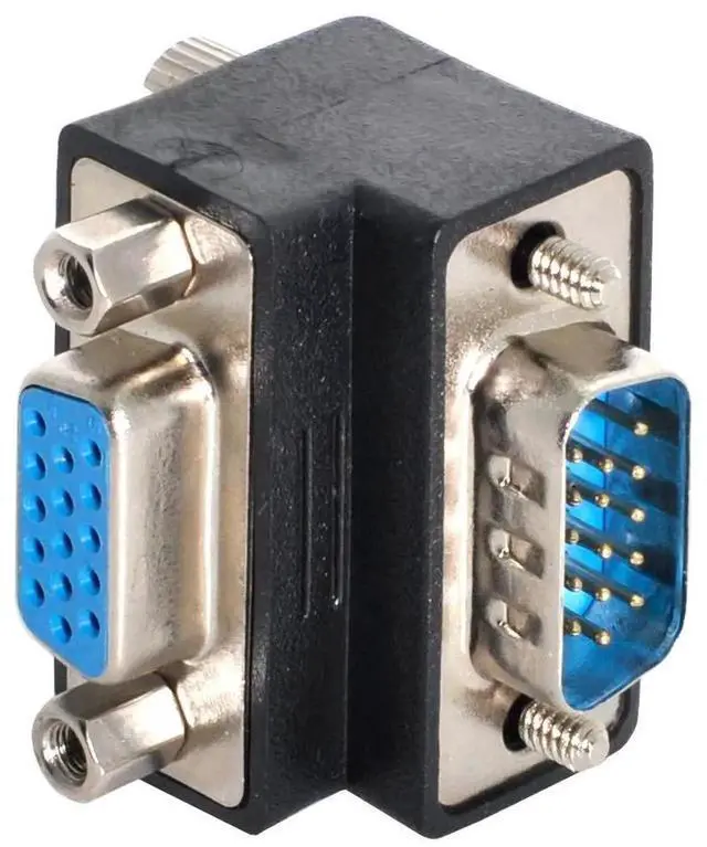 Alt view image 5 of 6 - JAENFONG 2 Pack VGA Connectors,VGA SVGA D-Sub HDB15Pin Male to Female 90 Degree Angled Gender Changer Video Graphics Array Connector Adapter for Monitor/Projector/Graphics