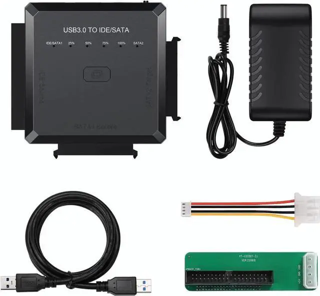 Alt view image 5 of 7 - [Upgraded] Hard Drive Reader - SATA/IDE to USB 3.0 Adapter [One-Click Backup & Progress LED Light] External Hard Drive Adapter Converter for 2.5/3.5 HDD/SSD Hard Drive, Included 12V/2A Power Adapter